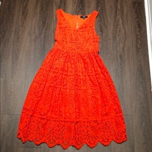 Bright red/orange lace dress